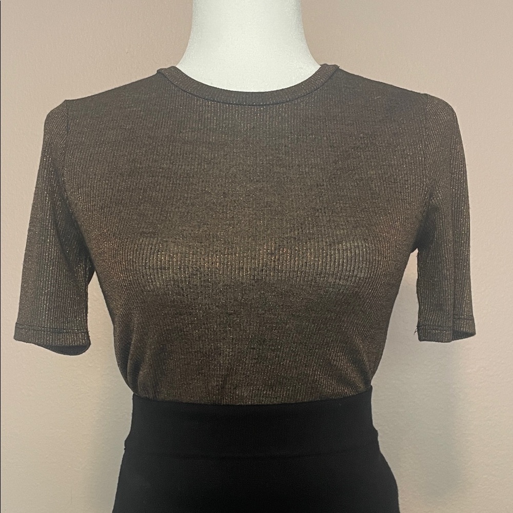 Forever 21 Metallic Brown Short Sleeve‎ Top